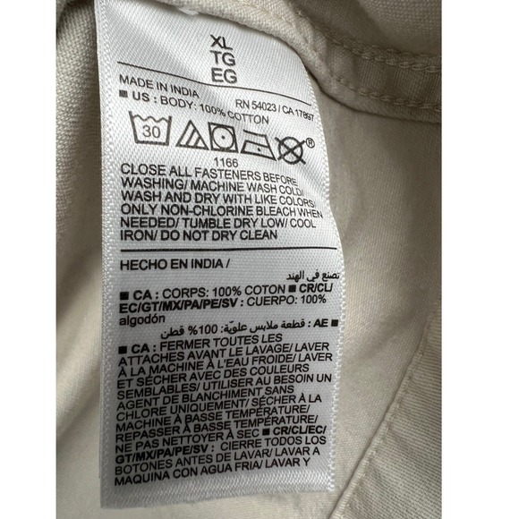 Old Navy Mens Short Sleeve Quarter Zip Collared Shirt Khaki XL - Picture 4 of 4